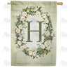America Forever Sage Floral Monogram House Flag