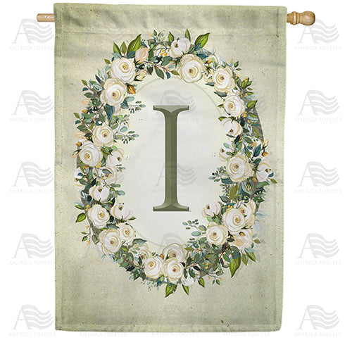 America Forever Sage Floral Monogram House Flag