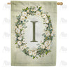 America Forever Sage Floral Monogram House Flag