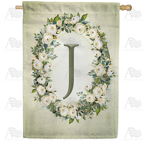 America Forever Sage Floral Monogram House Flag