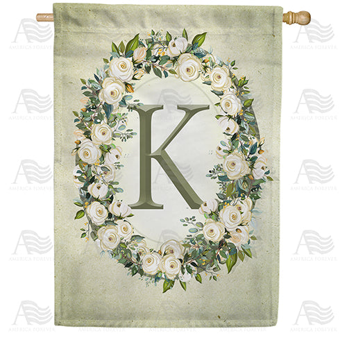 America Forever Sage Floral Monogram House Flag