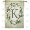 America Forever Sage Floral Monogram House Flag