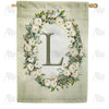 America Forever Sage Floral Monogram House Flag