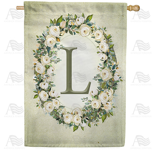 America Forever Sage Floral Monogram House Flag