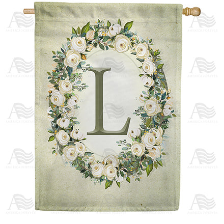 America Forever Sage Floral Monogram House Flag