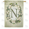 America Forever Sage Floral Monogram House Flag