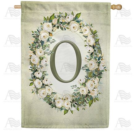 America Forever Sage Floral Monogram House Flag