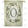America Forever Sage Floral Monogram House Flag