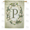 America Forever Sage Floral Monogram House Flag