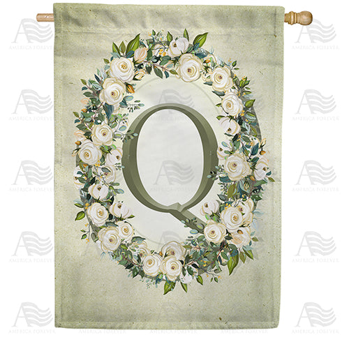 America Forever Sage Floral Monogram House Flag