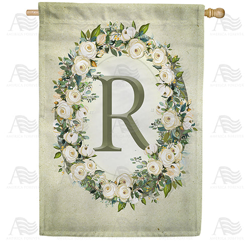 America Forever Sage Floral Monogram House Flag
