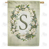 America Forever Sage Floral Monogram House Flag