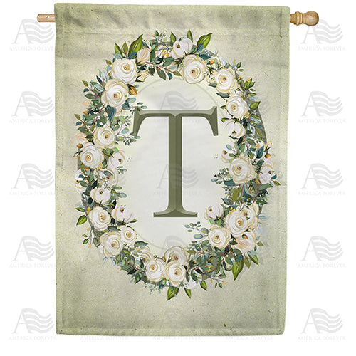 America Forever Sage Floral Monogram House Flag