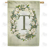 America Forever Sage Floral Monogram House Flag