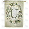 America Forever Sage Floral Monogram House Flag