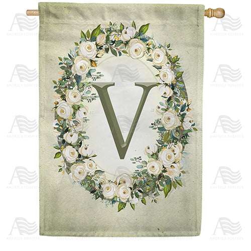 America Forever Sage Floral Monogram House Flag