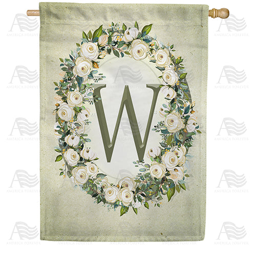 America Forever Sage Floral Monogram House Flag
