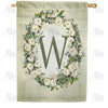 America Forever Sage Floral Monogram House Flag