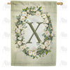 America Forever Sage Floral Monogram House Flag