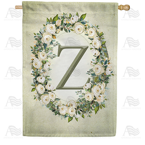 America Forever Sage Floral Monogram House Flag