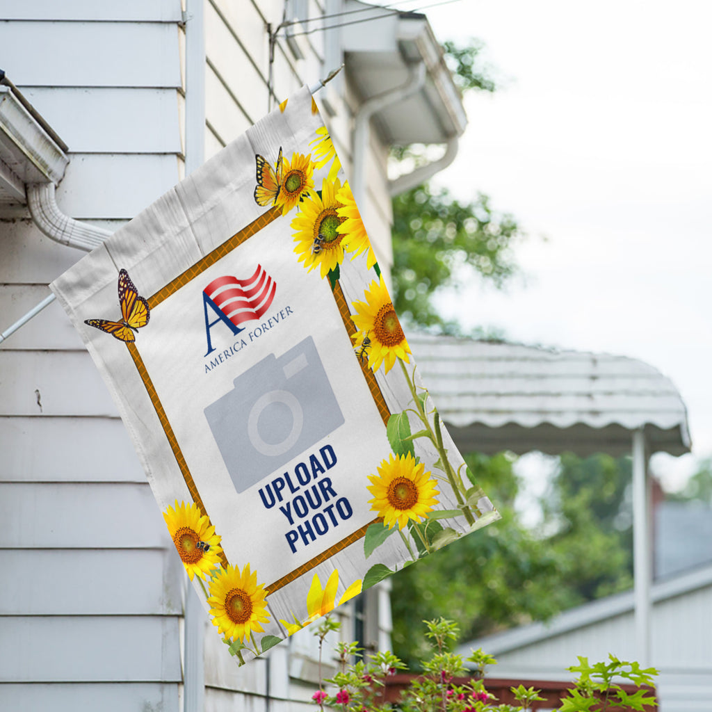 America Forever Personalized Country Sunflowers House Flag