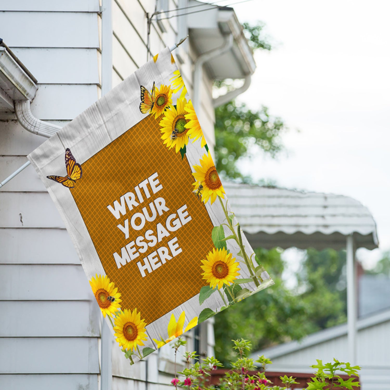 America Forever Personalized Country Sunflowers Message House Flag