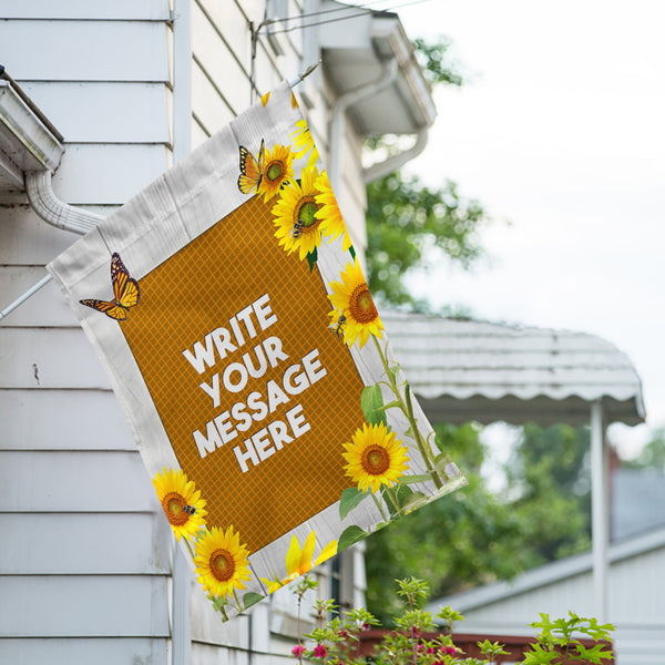 America Forever Personalized Country Sunflowers Message House Flag