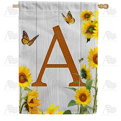 America Forever Country Sunflowers Monogram House Flag