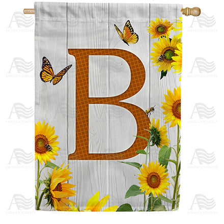 America Forever Country Sunflowers Monogram House Flag
