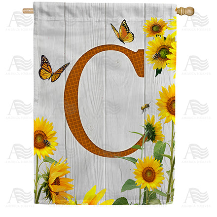 America Forever Country Sunflowers Monogram House Flag