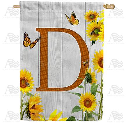 America Forever Country Sunflowers Monogram House Flag