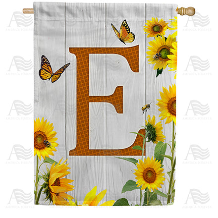 America Forever Country Sunflowers Monogram House Flag