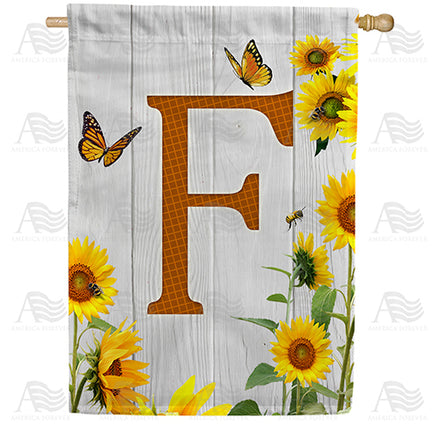America Forever Country Sunflowers Monogram House Flag