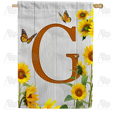 America Forever Country Sunflowers Monogram House Flag