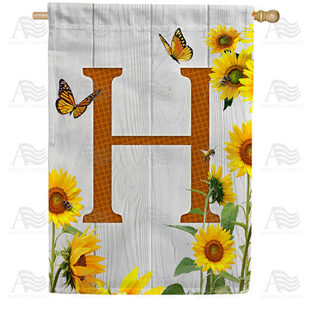 America Forever Country Sunflowers Monogram House Flag