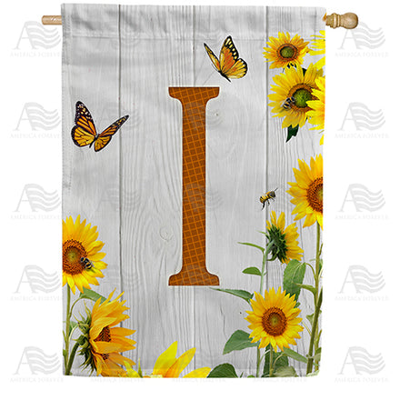 America Forever Country Sunflowers Monogram House Flag