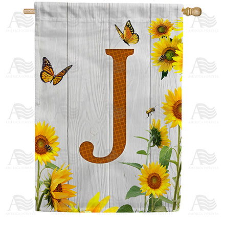 America Forever Country Sunflowers Monogram House Flag