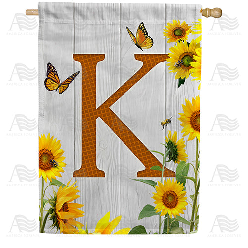 America Forever Country Sunflowers Monogram House Flag