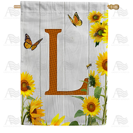 America Forever Country Sunflowers Monogram House Flag