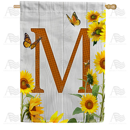 America Forever Country Sunflowers Monogram House Flag