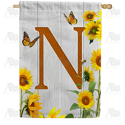 America Forever Country Sunflowers Monogram House Flag