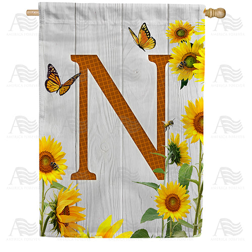 America Forever Country Sunflowers Monogram House Flag