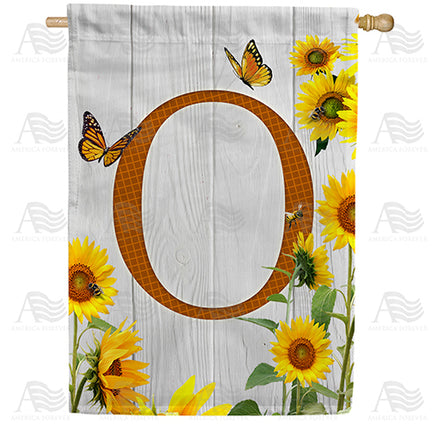America Forever Country Sunflowers Monogram House Flag