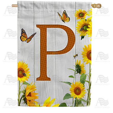 America Forever Country Sunflowers Monogram House Flag