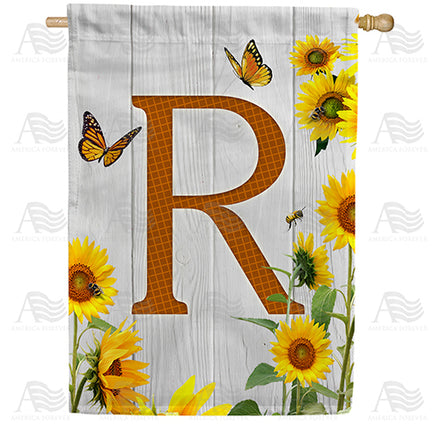 America Forever Country Sunflowers Monogram House Flag