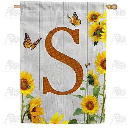 America Forever Country Sunflowers Monogram House Flag