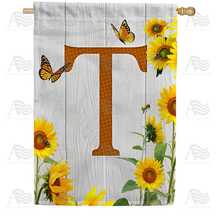 America Forever Country Sunflowers Monogram House Flag
