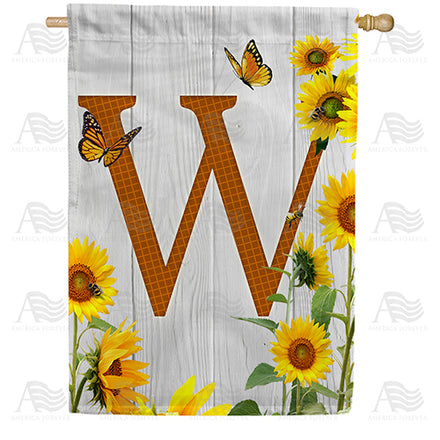 America Forever Country Sunflowers Monogram House Flag