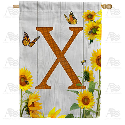 America Forever Country Sunflowers Monogram House Flag