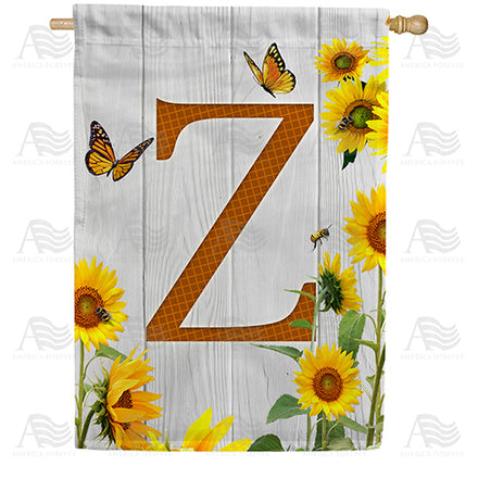 America Forever Country Sunflowers Monogram House Flag
